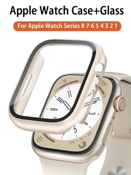 Vetro+Cover per Apple Watch SE 2023 44mm 8 7 6 5 3 metallo Screen Protector iWatch Accessori di Serie 45mm 41mm 40mm 42mm 38mm