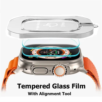 Vetro temperato Pellicola Per Apple Watch Ultra 2 49mm Con Strumento di Allineamento HD protezione di Schermo per iWatch Ultra 49mm Facile Installare il Kit