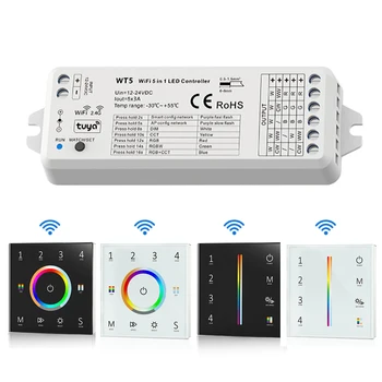 WT5 Tuya wifi 5 in 1Smart RGBCCT Led Controller RGB CCT RGBW RGBWW Luce di Striscia del LED del Pannello di Tocco di 2.4 G RF Controller Wifi