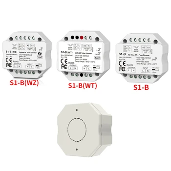 ZIGBEE WiFi & RF Spingere AC Triac Dimmer Tuya APP Switch 2.4 G LED Controller S1-B/S1-B(WT)/S1-B(WZ) Per Singolo Colore LED della Lampada della Striscia
