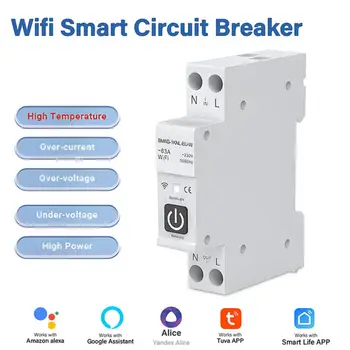 1-63A Tuya WIFI Smart Interruttore di Circuito Con Misurazione 1P 63A DIN per Smart Home Telecomando senza fili Interruttore di Alexa di Google 