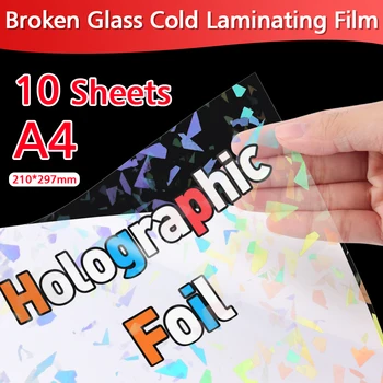 10 Fogli Adesivi Vetro Rotto di Laminazione a Freddo Film Olografico a Caldo Sulla Foto Pellicola di Laminazione di DIY Pacchetto di Carta di Colore