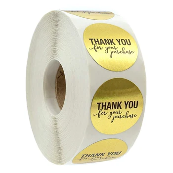 100-500pcs Rotonda lamina d'Oro Grazie per il tuo acquisto adesivo di imballaggio Etichette di sigillatura a mano Regalo della Decorazione di articoli di Cancelleria