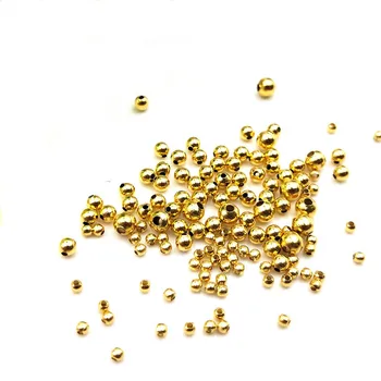 100PCS 2/2.4/3/4mm di Metallo perla Tonda in acciaio Inox Perline Colore Oro Perline fai da te Sciolto Tallone Per la produzione di Gioielli