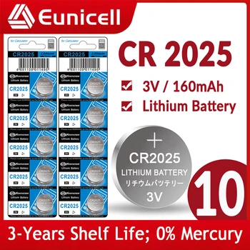 10PCS 160mAh CR2025 pile Batterie 2025 DL2025 BR2025 LM2025 3V al Litio Batteria a Bottone Per Orologi di Controllo Remoto Calcolatrice