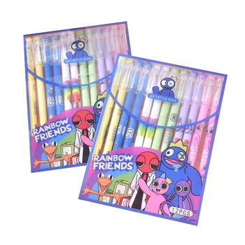 12Pcs/Set Cartoon Rainbow Amici Cancellabile Penna Gel 0.5 mm in Lavatrice Magia Penne Cancellabili Personaggio del Gioco Bambola per bambini cancelleria regalo