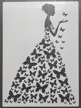 1Pcs21*29Cm Donna Farfalla DIY Stratificazione Stencil Muro Dipinto di Mobili in Album da Colorare di Goffratura Album Decorativi Modello