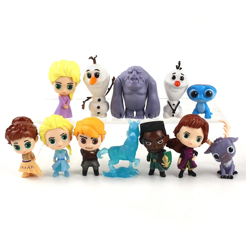 3-6cm 12pcs/Lotto Disney Frozen 2 Elsa, Anna, Kristoff, Olaf Fuoco Elfi Carino Mini Action Figure Modello di Bambola Giocattolo Ragazze Regalo di Compleanno