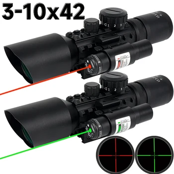 3-10X42 Red Dot mirino Laser Ambito Cannocchiale Rosso Verde Illuminato Reticoli cannocchiale per Carabina Fucili 20mm/11mm