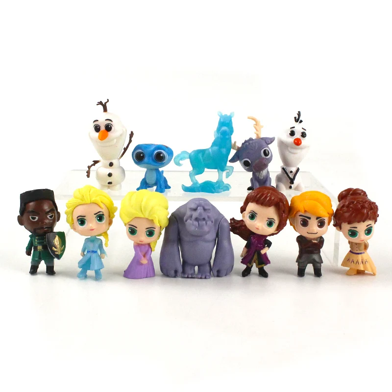 3-6cm 12pcs/Lotto Disney Frozen 2 Elsa, Anna, Kristoff, Olaf Fuoco Elfi Carino Mini Action Figure Modello di Bambola Giocattolo Ragazze Regalo di Compleanno