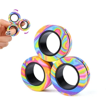 3pcs Dito Anelli Magnetici Colorati di Soccorso Fidget Giocattoli Adulti del Magnete Spinner, Anti-stress, Alleviare l'Ansia, Giocattoli Per Bambini