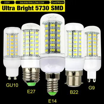 3W 6W 9W 12W 15W LED Mais lampadina E14 E27 B22 G9 GU10 5730 SMD Luminoso Fresco Bianco Caldo Lampada 220V 110V per l'Home Office Ampolla