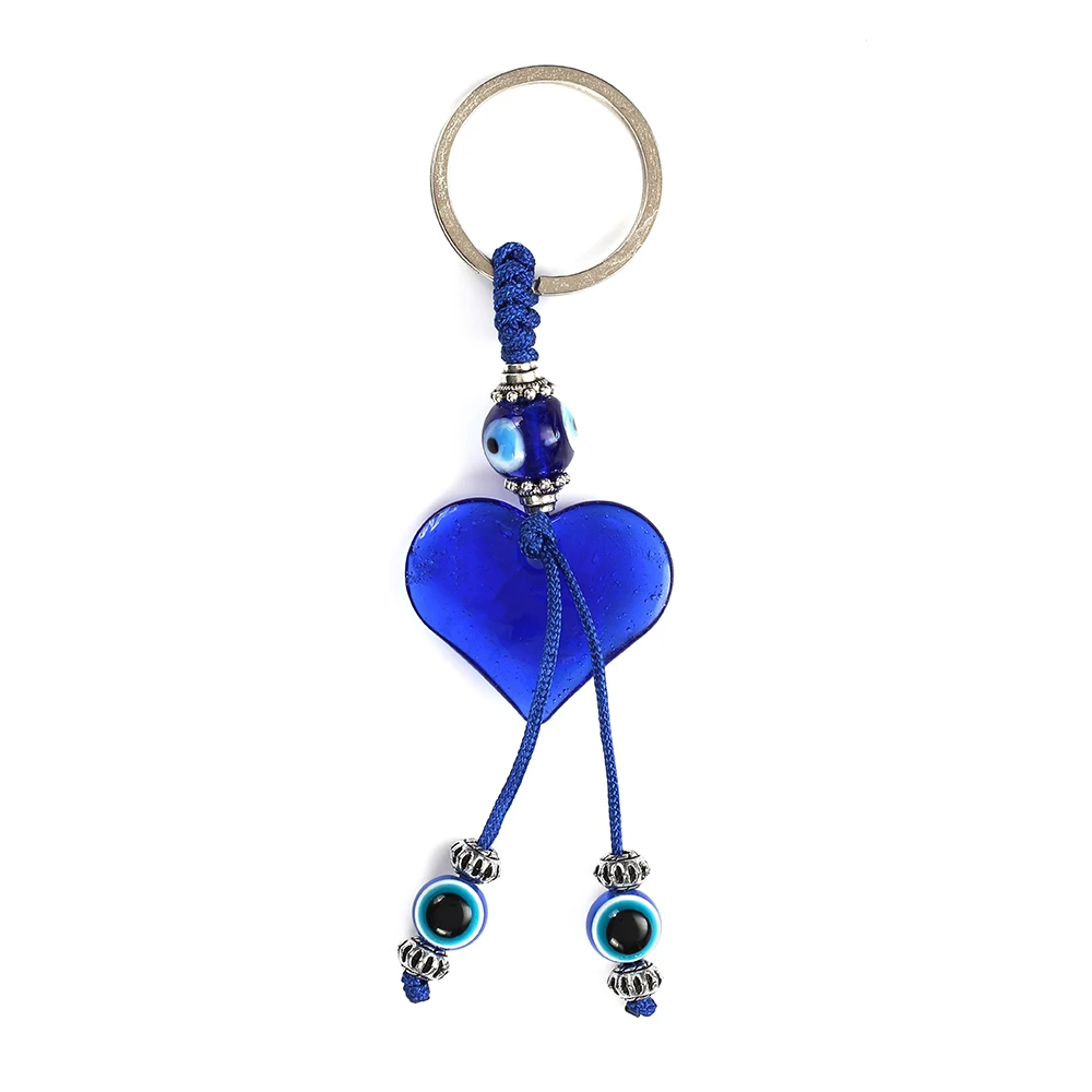 Malocchio moda a forma di Cuore in vetro blu portachiavi pendente di alta qualità semplice portachiavi, accessori, gioielli all'ingrosso EY5044