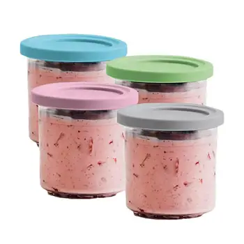 4Pcs gelato Pinte Tazze Per NINJA - CREAMI NC299AMZ/NC300s Serie Ice Cream Maker Sostituzioni di Archiviazione Jar Con Coperchi
