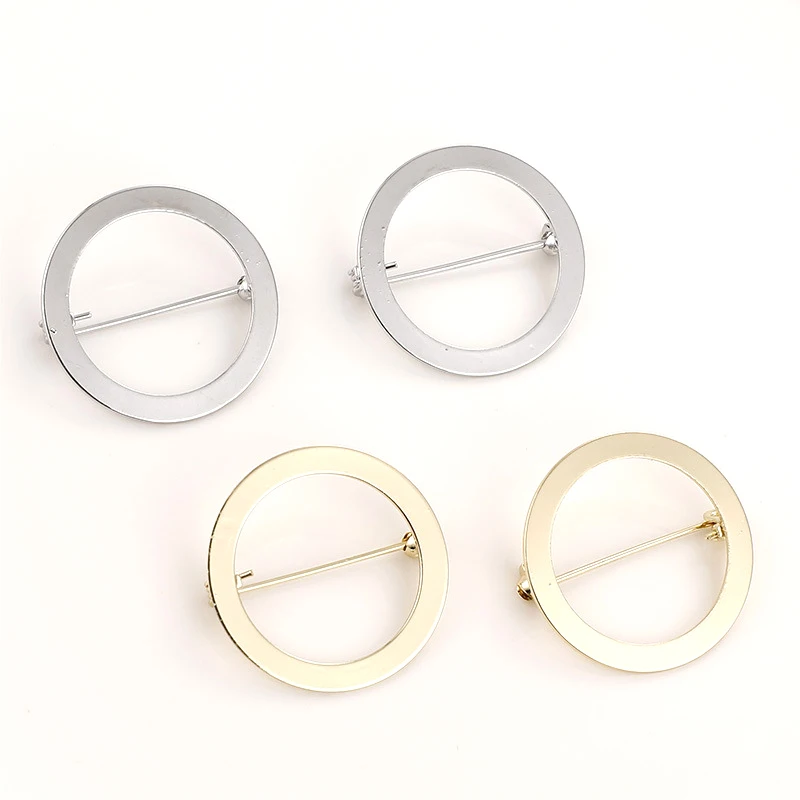 3 pezzi di rame avvolto in Oro 14K hollow out round pin fai da te gioielli spilla accessori semilavorati