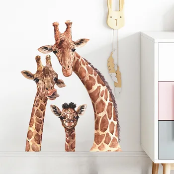Carino Giraffa Famiglia, Adesivi murali Camera da letto Soggiorno Parete Decor Adesivo Rimovibile in PVC Animali Decalcomanie della Parete di Arte della Decorazione della Parete