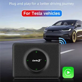 Carlinkit via cavo, Wireless CarPlay Adattatore 2.4 G+5G WIFI Bluetooth-Compatibile 4.2 Auto AI Box Veloce di Accoppiamento per Veicoli Tesla