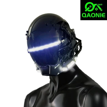 Cyberpunk Maschera Cosplay Per Adulti Meccaniche in Stile Fantascienza LED Bianco Luce di Striscia di Tecnologia Cool Casco Maschera di Ghostface