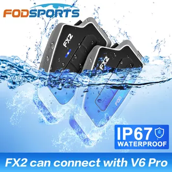 Fodsports FX2 Interfono Moto Auricolare 3 Piloti Bluetooth5.0 più Forte Impermeabile Casco Citofono Intercomunicador Moto FM