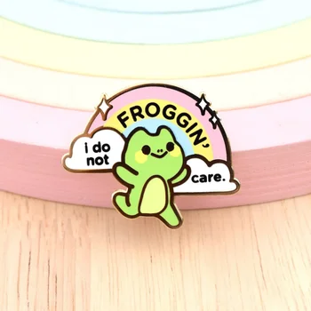 Io non Froggin' Cura di Smalto Pin // Rana, Froggy, Carino, Kawaii, Natura, all'Aperto, Froggo, Mini Pin, Animale, Divertente