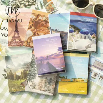 JIANWU 30 Fogli di Ogni Serie di Viaggio Viaggio di Paesaggio a Tema Libro di adesivi in Carta Washi Creativo fai da te Collage Arredamento Fermo
