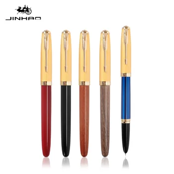 Jinhao 85 Retrò Pro Penna Stilografica Legno / Materiale Di Rame Oro Freccia Clip Extra Fine Pennino Ufficio Firma Scuola Di Scrittura A6214