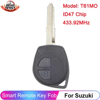 KEYECU Modello: T61MO Per Suzuki Auto Telecomando il Tasto 2 Tasto 433,92 MHz ID47 Chip Con HU87 Uncut Lama Fob T61M0