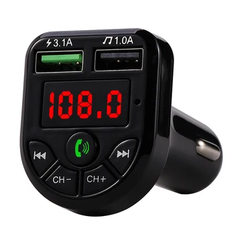 LED Trasmettitore FM Bluetooth 5.0 kit per Auto Dual USB Caricabatteria da Auto 3.1 A 1A USB MP3 Lettore Musicale per auto iphone U disco/TF