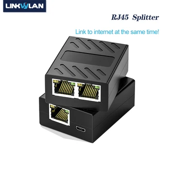 Linkwylan Ethernet Adattatore di Rete via Cavo Splitter RJ45 Spliter 1-A - 2 Porte RJ45 Opere, Allo Stesso Tempo, il Supporto 1000Mbps PoE