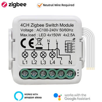 Lonsonho Tuya Zigbee Smart Switch Module Relay 1 2 3 4 Gang Smartlife Home Automation Alexa Google Assistente Alice Compatibile