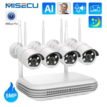 MISECU H. 265 8CH 5MP WIFI di Sicurezza del CCTV di NVR Kit Face Detect di Colore di Visione Notturna, Audio a Due Vie Telecamera di Sorveglianza senza fili di Sistema
