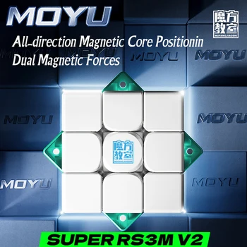 MoYu Super RS3M V2 Maglev Palla Nucleo Magnetico Cubo Magico UV 3x3 Professionale, Velocità di Puzzle Accessori 3×3 Giocattolo 3x3x3 Cubo Magico