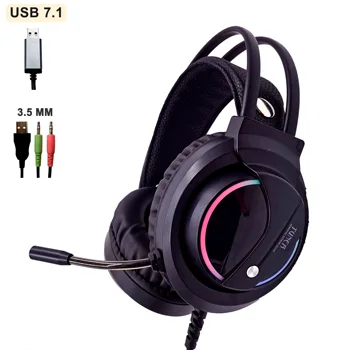 Musica Surround Sound Gaming Headset con Microfono Cuffie USB 7.1 &3.5 mm via cavo RGB Luce Posteriore di Gioco Cuffie Audio di Alta Quanlity