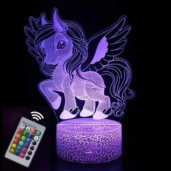 Nighdn Unicorno di Luce Notturna per Bambini Illusione 3D Unicorno Lampada Regali di Compleanno per le Ragazze da Letto Decorazione LED luce Notturna Lampada