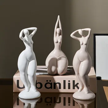 Nordic Ceramica Donna Grassa Statua Casa Moderna Decorazione Soggiorno, Sala D'Arte Della Decorazione Di Arte Astratta Scultura Accessori Da Scrivania