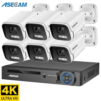 Nuovo 4K Sistema di telecamere di Sicurezza da 8 megapixel Audio Mic del CCTV di POE NVR AI Colori della Notte a Casa la Videocamera di Sorveglianza Set all'Aperto