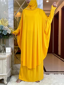 Nuovo Eid Con Cappuccio Donne Musulmane Hijabs Abito Preghiera Indumento Ramadan Bat Sleeve Abiti A Due Pezzi Set Niqab Islam Dubai Modesta Veste