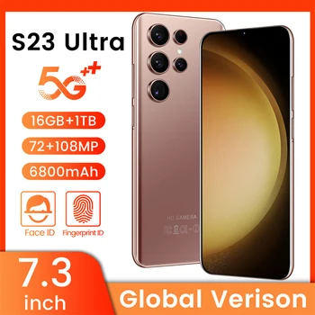 Nuovo Marchio S23 Ultra 5G Smartphone 7.3 Pollici a Schermo Intero Telefono 16GB+1TB 4G Telefoni Cellulari Globale Versione Android 13 Telefono Cellulare
