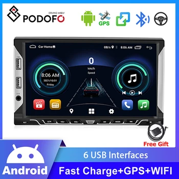Podofo 2 Din Android Auto radio Multimedia Lettore Video Universale Autoaudio GPS Stereo Per Volkswagen Nissan Hyundai Kia Toyota