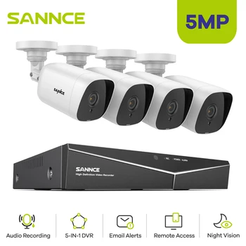 SANNCE 8CH 5MP DVR Video Sorveglianza di Sicurezza del CCTV di Proteggere Con 4X 8X TVI 5MP Macchina fotografica della Pallottola Costruito in Mic kit di Videosorveglianza