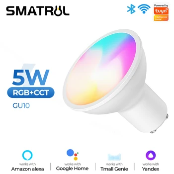 SMATRUL Tuya GU10 WiFi Smart LED Light bulbs RGBCW 5W Dimmerabile per Lampade Smart Vita stativi Lavoro con Alexa di Casa Google