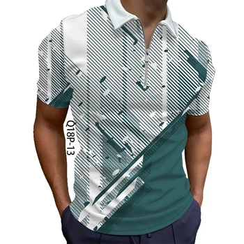 Sport Stile Camicia Oversize Estate Mens Polo con Manica Corta in Poliestere Street Wear Golf Polo Hd 3D Stampa Digitale Top