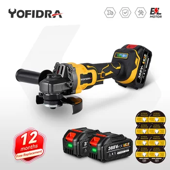 Yofidra 125mm Brushless Smerigliatrice Angolare 18V 10000 rpm 3 Marce Variabile M14 Cordless Elettrico Impatto di Rettifica Per Makita 18V Batteria