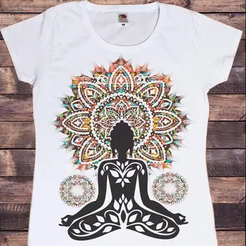 Zen Hobo Boho Paix T-shirt Donna Buddha Chakra Meditazione Stampa Cime Semplice, Manica Corta Ladies Tee T Shirt Femme Tshirt Estate