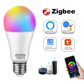 ZigBee Smart Lampadine E27 Lampada Led Smart Lampadina RGB 220V 110V Funziona con Tuya Smart Life APP Smartthings Alexa Hub di Casa Google
